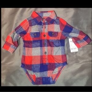 *NEW OshKosh B’Gosh Plaid Flannel Baby bodysuit Size 6m